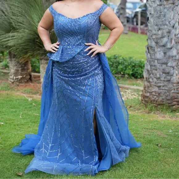 Andrea and Leo A1278 - Off Shoulder Overskirt Evening Dress - Picture 4 of 4